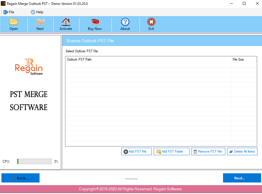 PST Merger Utility - Welcome Screen